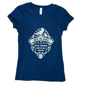 Old Crow Medicine Show Rock Me Mama Dark Blue V-Neck Tee Size Medium